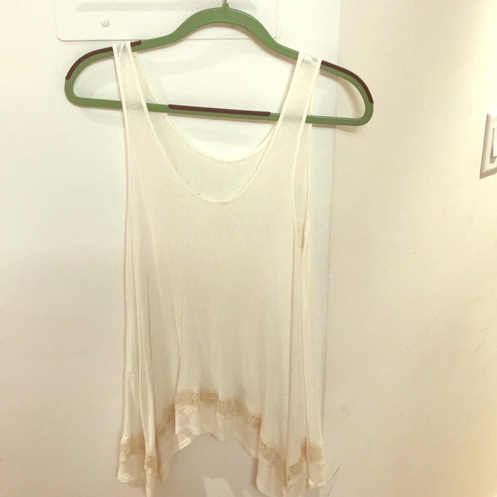 White tank with lace bottom